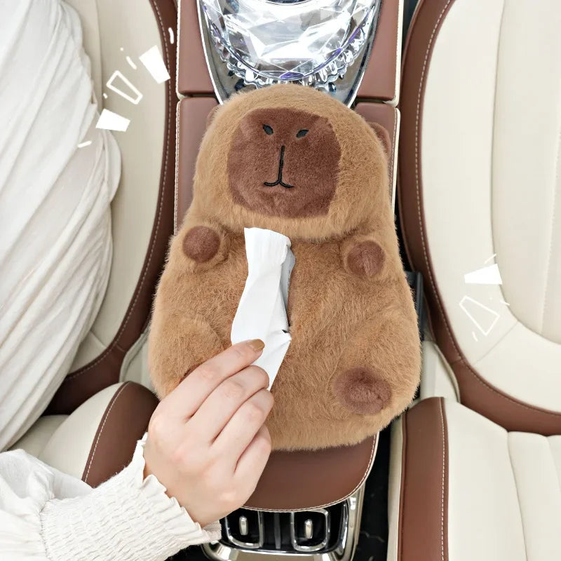 kawaiies-softtoys-plushies-kawaii-plush-Cuddly Capybara Car Plush Tissue Box Cover Car 