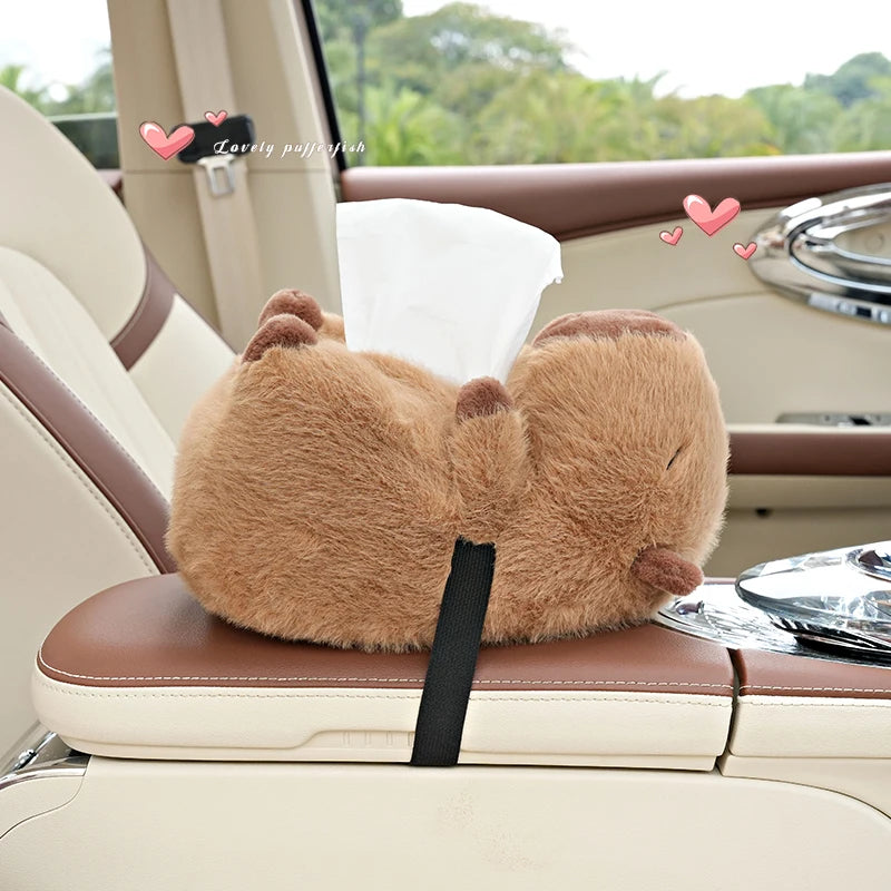 kawaiies-softtoys-plushies-kawaii-plush-Cuddly Capybara Car Plush Tissue Box Cover Car 