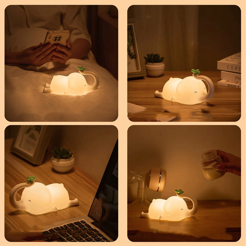 kawaiies-softtoys-plushies-kawaii-plush-Cute Baby Elephant LED Night Light Home Decor 