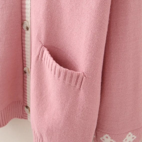 kawaiies-softtoys-plushies-kawaii-plush-Cute Bunny Long Sleeve Knitted Pink Cream Black Cardigans Tops Apparel 