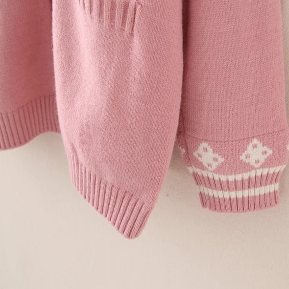 kawaiies-softtoys-plushies-kawaii-plush-Cute Bunny Long Sleeve Knitted Pink Cream Black Cardigans Tops Apparel 