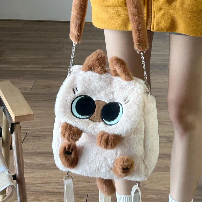 kawaiies-softtoys-plushies-kawaii-plush-Cute Fluffy Brown Burmese Cat Plush Bag Bag 