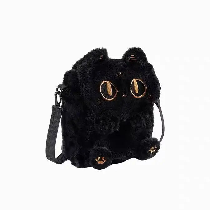 kawaiies-softtoys-plushies-kawaii-plush-Cute Fluffy Moon Black Cat Plush Bag Bag 