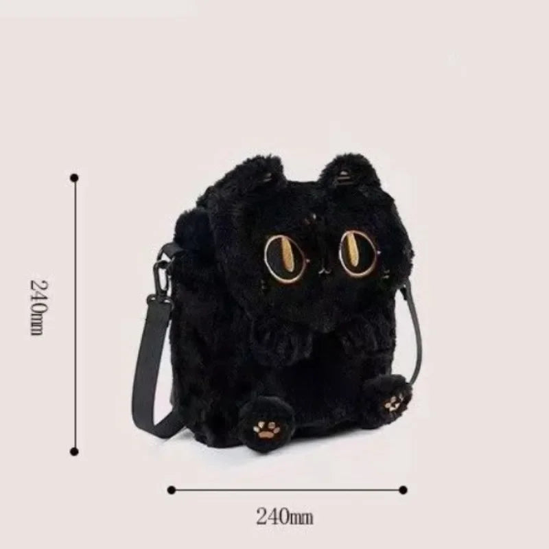 kawaiies-softtoys-plushies-kawaii-plush-Cute Fluffy Moon Black Cat Plush Bag Bag 