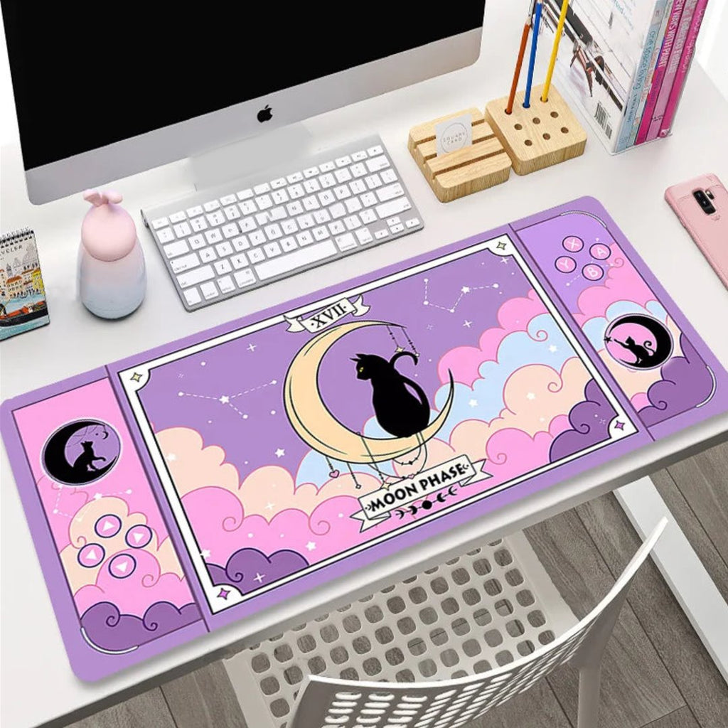 kawaiies-softtoys-plushies-kawaii-plush-Cute Japanese-themed Cat Large Mouse Pad Collection 1 Accessories Moon Phase 300x600x2mm 