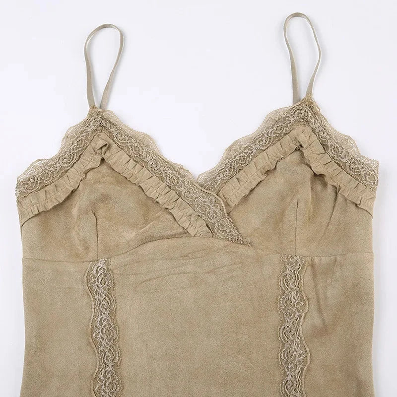 kawaiies-softtoys-plushies-kawaii-plush-Cute Khaki Lace Spaghetti Vest Tops 