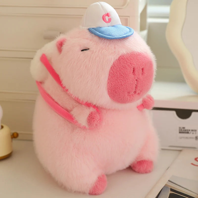 kawaiies-softtoys-plushies-kawaii-plush-Cute Sporty Capybara Plushie Soft toy Pink Bag 10in / 25cm 