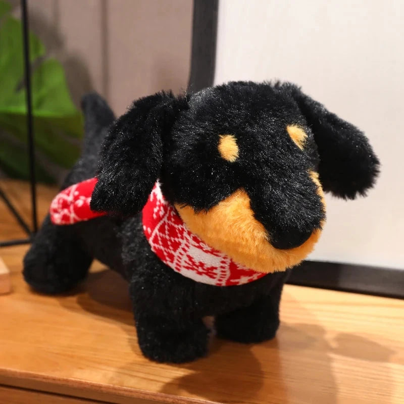 kawaiies-softtoys-plushies-kawaii-plush-Dachshund Sausage Dog Plush Soft toy Black with Scarf 