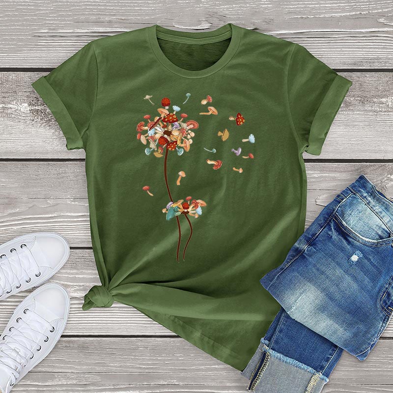 kawaiies-softtoys-plushies-kawaii-plush-Dandelion Flying Mushroom Seed Tee Apparel Army Green XS 