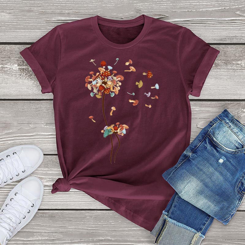 kawaiies-softtoys-plushies-kawaii-plush-Dandelion Flying Mushroom Seed Tee Apparel Burgundy XS 