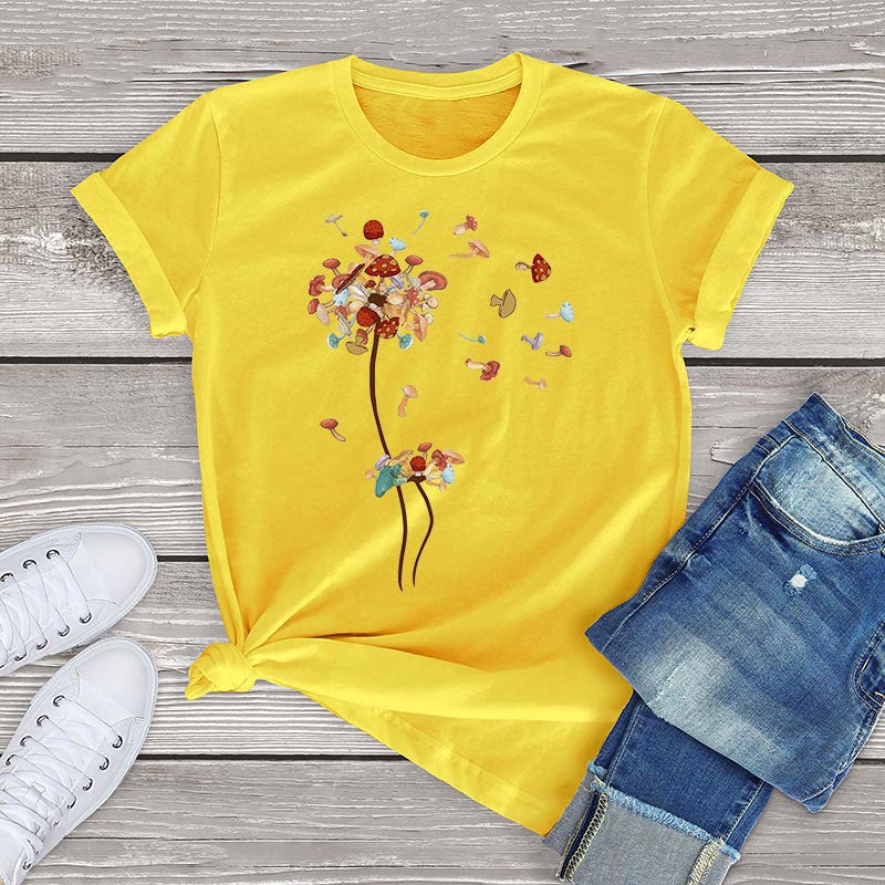 kawaiies-softtoys-plushies-kawaii-plush-Dandelion Flying Mushroom Seed Tee Apparel Yellow XS 