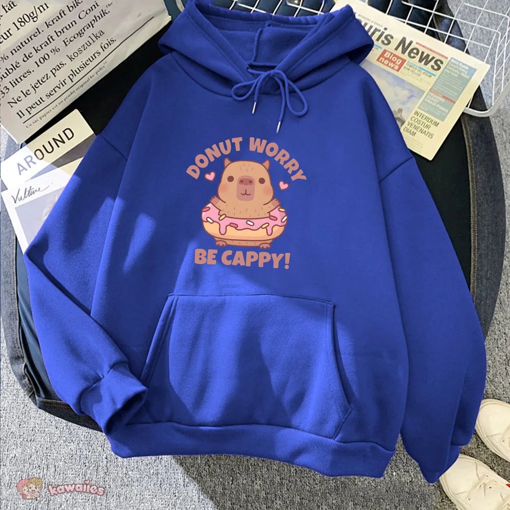 kawaiies-softtoys-plushies-kawaii-plush-Don't Worry Be Cappy Capybara Donut Unisex Hoodie Hoodies 