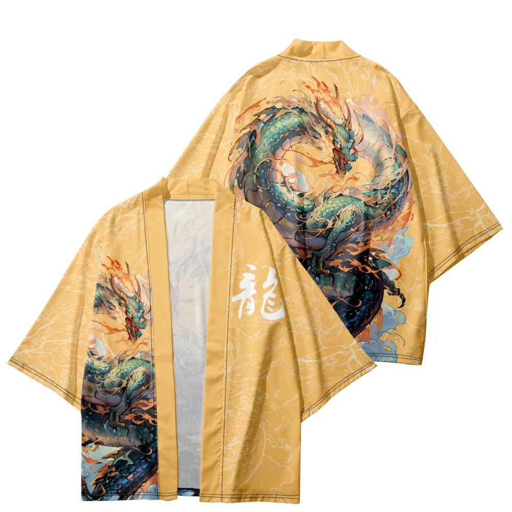 kawaiies-softtoys-plushies-kawaii-plush-Emerald Flaming Dragon Golden Unisex Kimono Kimono 6XL 