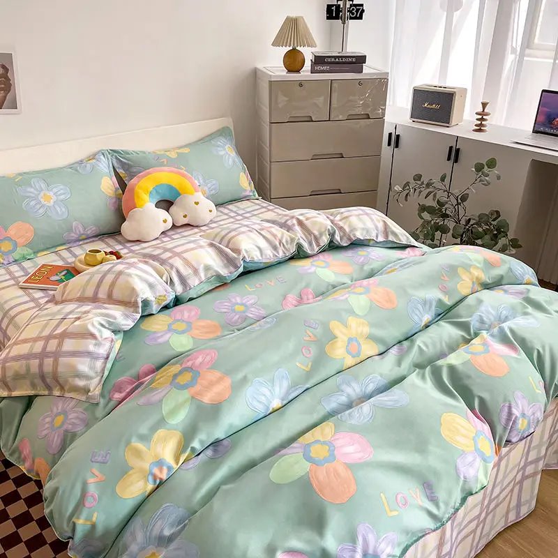 kawaiies-softtoys-plushies-kawaii-plush-Floral Illustrations Green Purple Bedding Sets Bedding Sets 