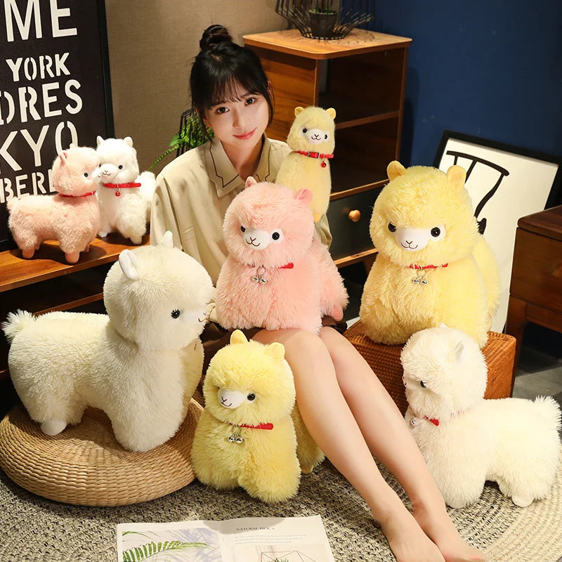 kawaiies-softtoys-plushies-kawaii-plush-Fluffy Alpaca Llama Plushies with Bell Soft toy 