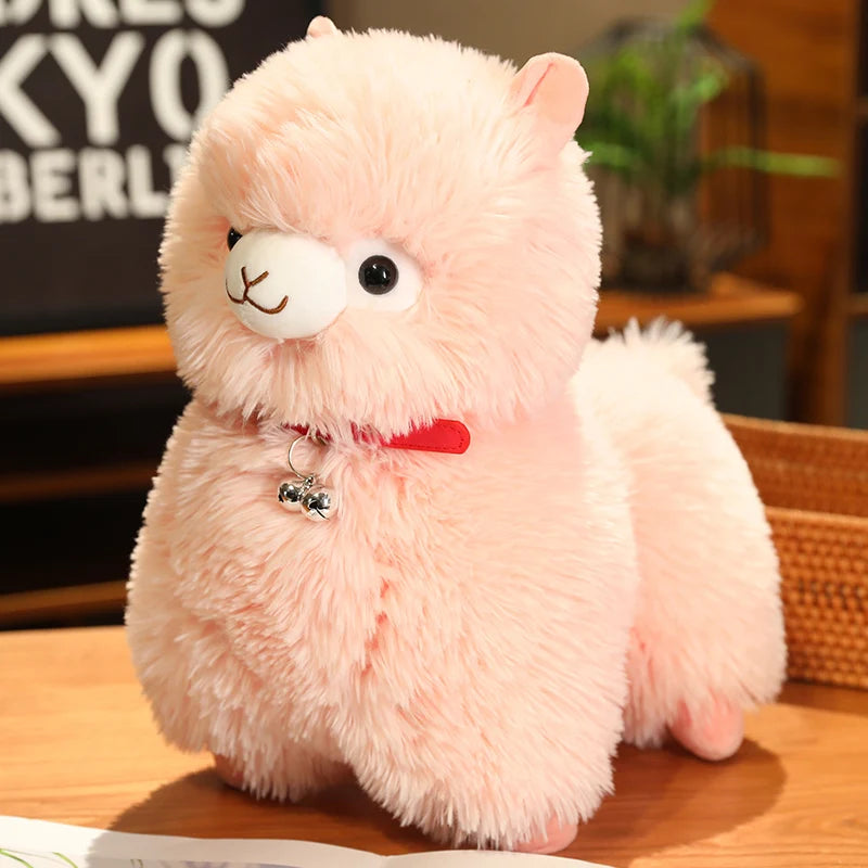 kawaiies-softtoys-plushies-kawaii-plush-Fluffy Alpaca Llama Plushies with Bell Soft toy Pink 14in / 35cm 