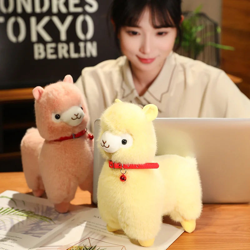 kawaiies-softtoys-plushies-kawaii-plush-Fluffy Alpaca Llama Plushies with Bell Soft toy Yellow 10in / 25cm 