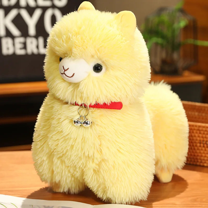 kawaiies-softtoys-plushies-kawaii-plush-Fluffy Alpaca Llama Plushies with Bell Soft toy Yellow 14in / 35cm 