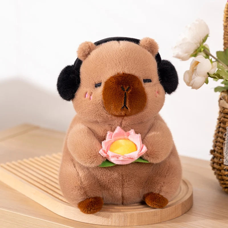 kawaiies-softtoys-plushies-kawaii-plush-Fluffy Capybara & Monkey Plushie Pals Soft toy Brown Lotus 10in / 25cm 