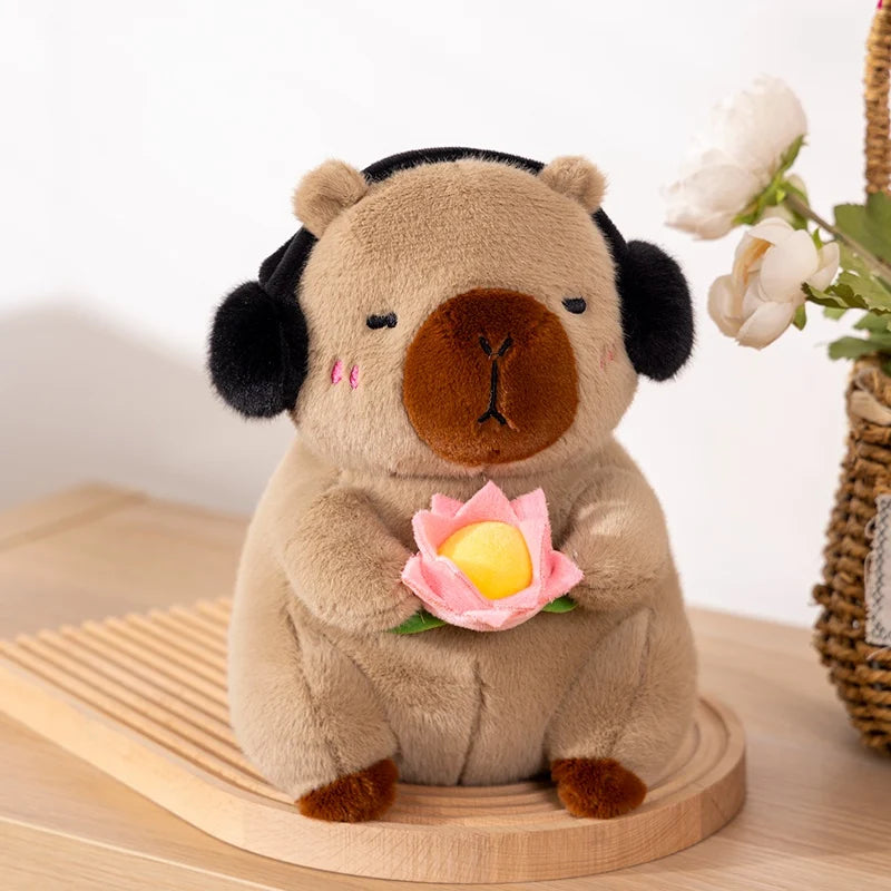 kawaiies-softtoys-plushies-kawaii-plush-Fluffy Capybara & Monkey Plushie Pals Soft toy Light Brown Lotus 14in / 35cm 