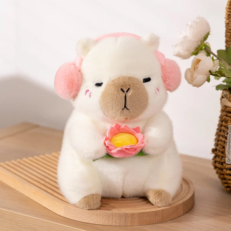 kawaiies-softtoys-plushies-kawaii-plush-Fluffy Capybara & Monkey Plushie Pals Soft toy White Lotus 14in / 35cm 