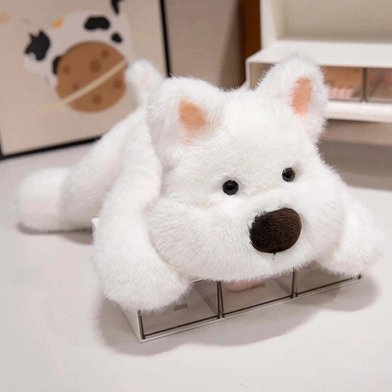 kawaiies-softtoys-plushies-kawaii-plush-Fluffy Laying Animal Family Plushies Soft toy White Terrier 18cm 