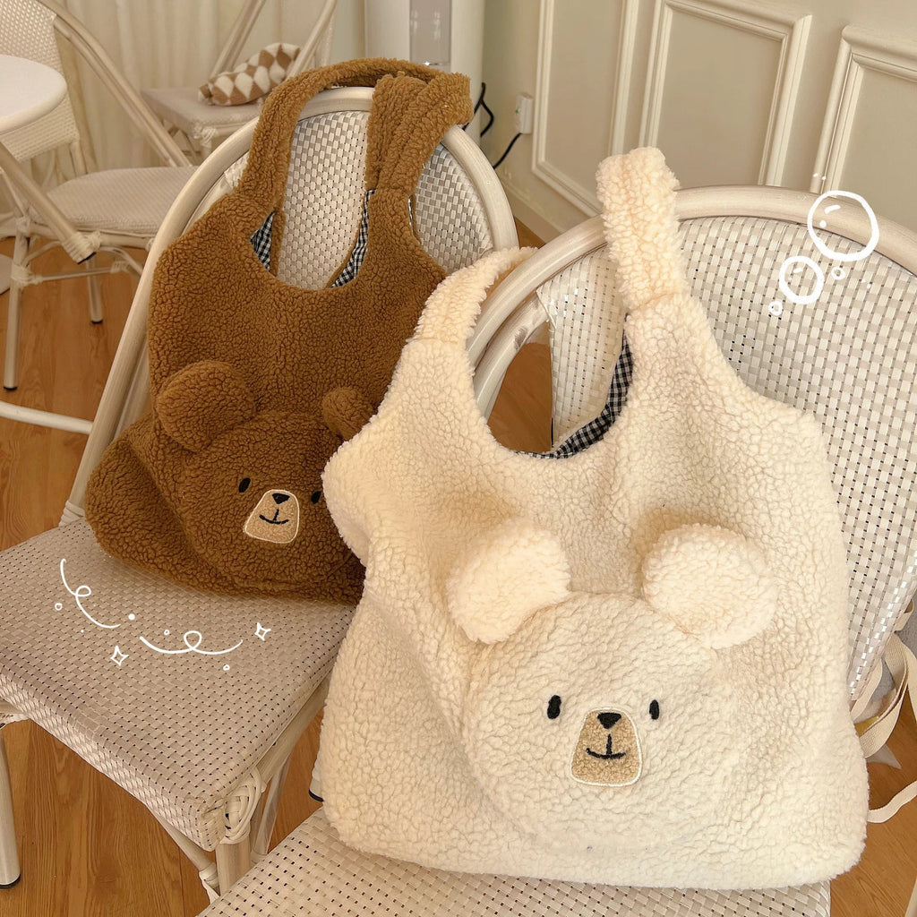 kawaiies-softtoys-plushies-kawaii-plush-Fluffy Round Bear Tote Bag Apparel 