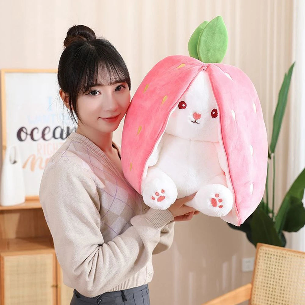 kawaiies-softtoys-plushies-kawaii-plush-Fluffy Strawberry Carrot Bunny Zip Up Plushie Soft toy 