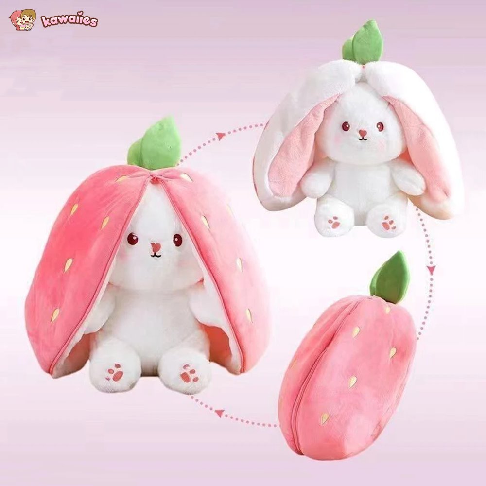 kawaiies-softtoys-plushies-kawaii-plush-Fluffy Strawberry Carrot Bunny Zip Up Plushie Soft toy 