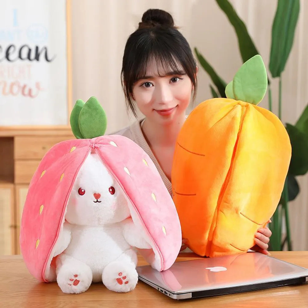 kawaiies-softtoys-plushies-kawaii-plush-Fluffy Strawberry Carrot Bunny Zip Up Plushie Soft toy 