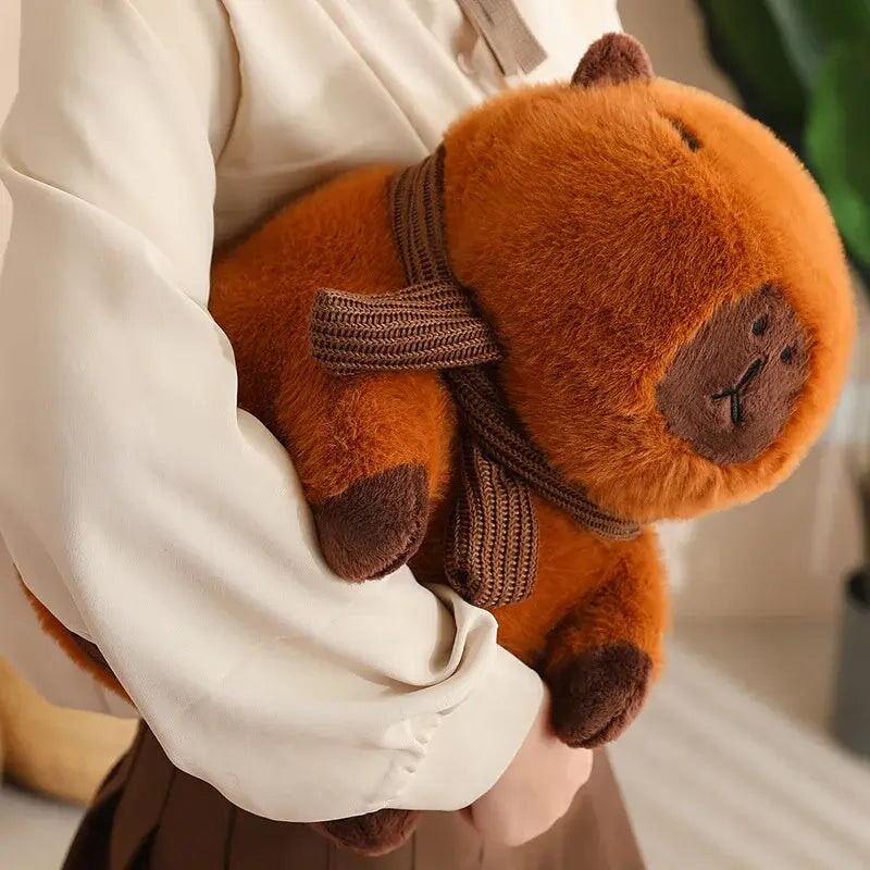 kawaiies-softtoys-plushies-kawaii-plush-Fluffy White Brown Capybara with Scarf Plushie Soft toy 