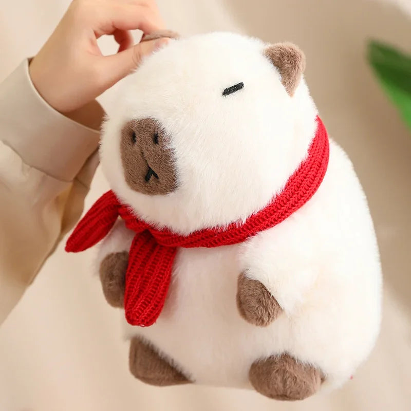 kawaiies-softtoys-plushies-kawaii-plush-Fluffy White Brown Capybara with Scarf Plushie Soft toy 