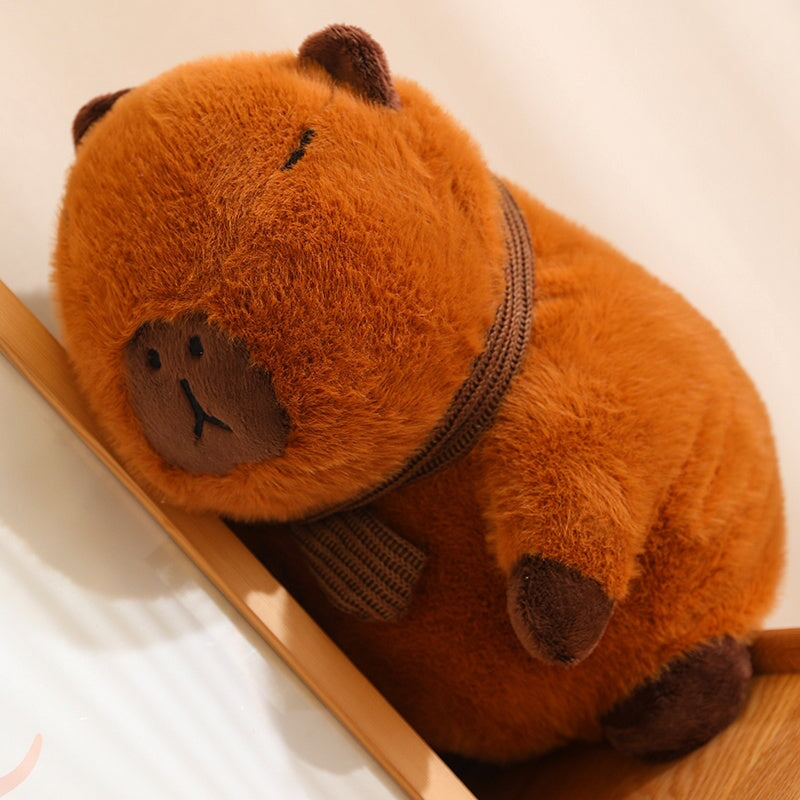 kawaiies-softtoys-plushies-kawaii-plush-Fluffy White Brown Capybara with Scarf Plushie Soft toy 