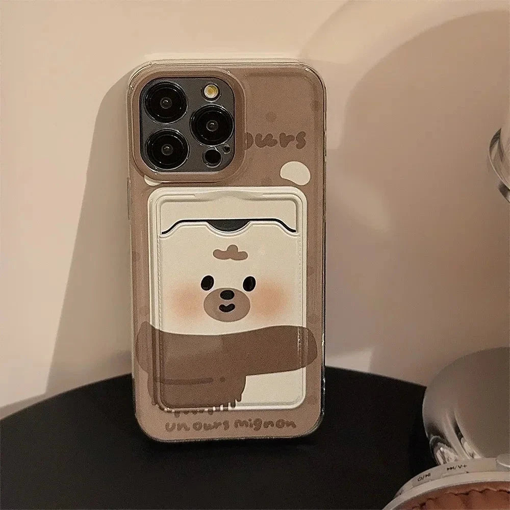 kawaiies-softtoys-plushies-kawaii-plush-Funny Animals iPhone Case with Card Holder Accessories Brown Bear iPhone XR 