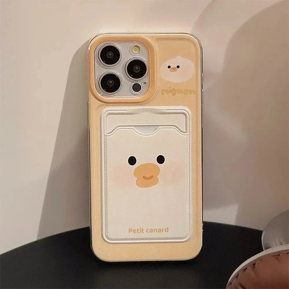 kawaiies-softtoys-plushies-kawaii-plush-Funny Animals iPhone Case with Card Holder Accessories Yellow Duck iPhone XR 