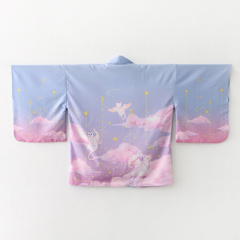 kawaiies-softtoys-plushies-kawaii-plush-Galaxy Purple Blue Pink Clouds Women's Kimono Kimono 