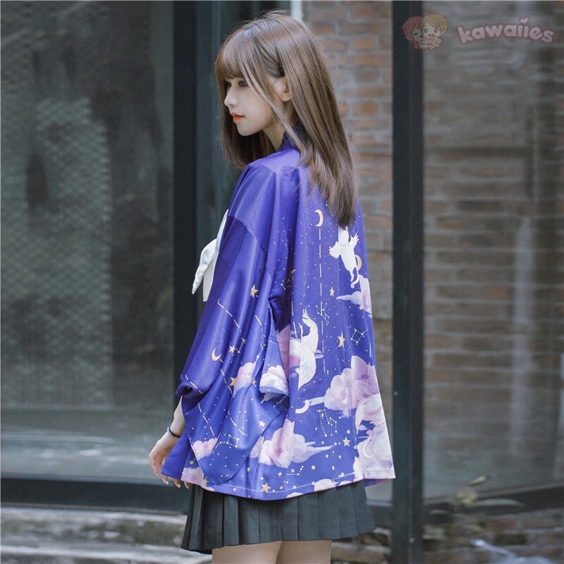 kawaiies-softtoys-plushies-kawaii-plush-Galaxy Purple Blue Pink Clouds Women's Kimono Kimono 