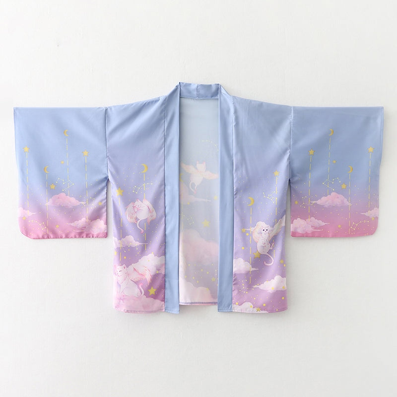 kawaiies-softtoys-plushies-kawaii-plush-Galaxy Purple Blue Pink Clouds Women's Kimono Kimono 