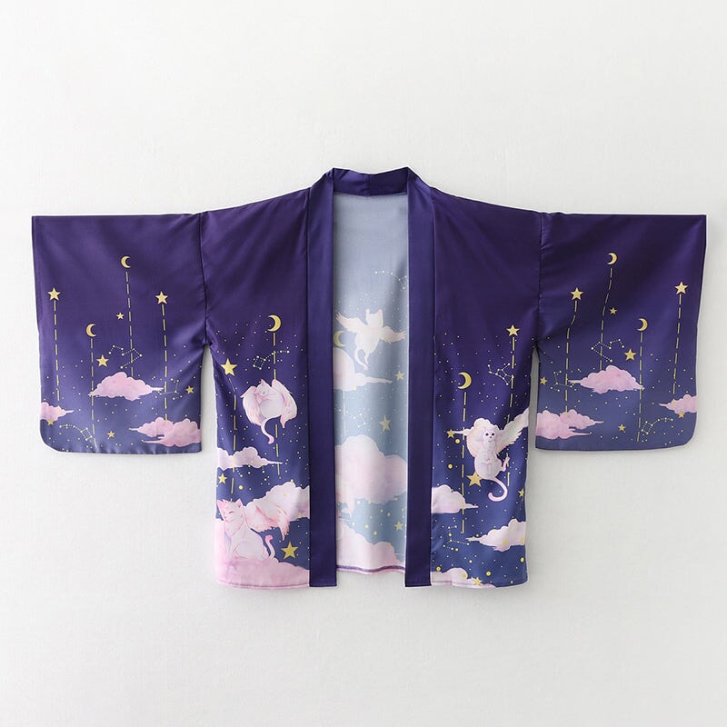 kawaiies-softtoys-plushies-kawaii-plush-Galaxy Purple Blue Pink Clouds Women's Kimono Kimono 