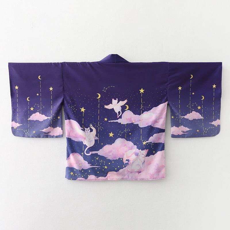 kawaiies-softtoys-plushies-kawaii-plush-Galaxy Purple Blue Pink Clouds Women's Kimono Kimono 