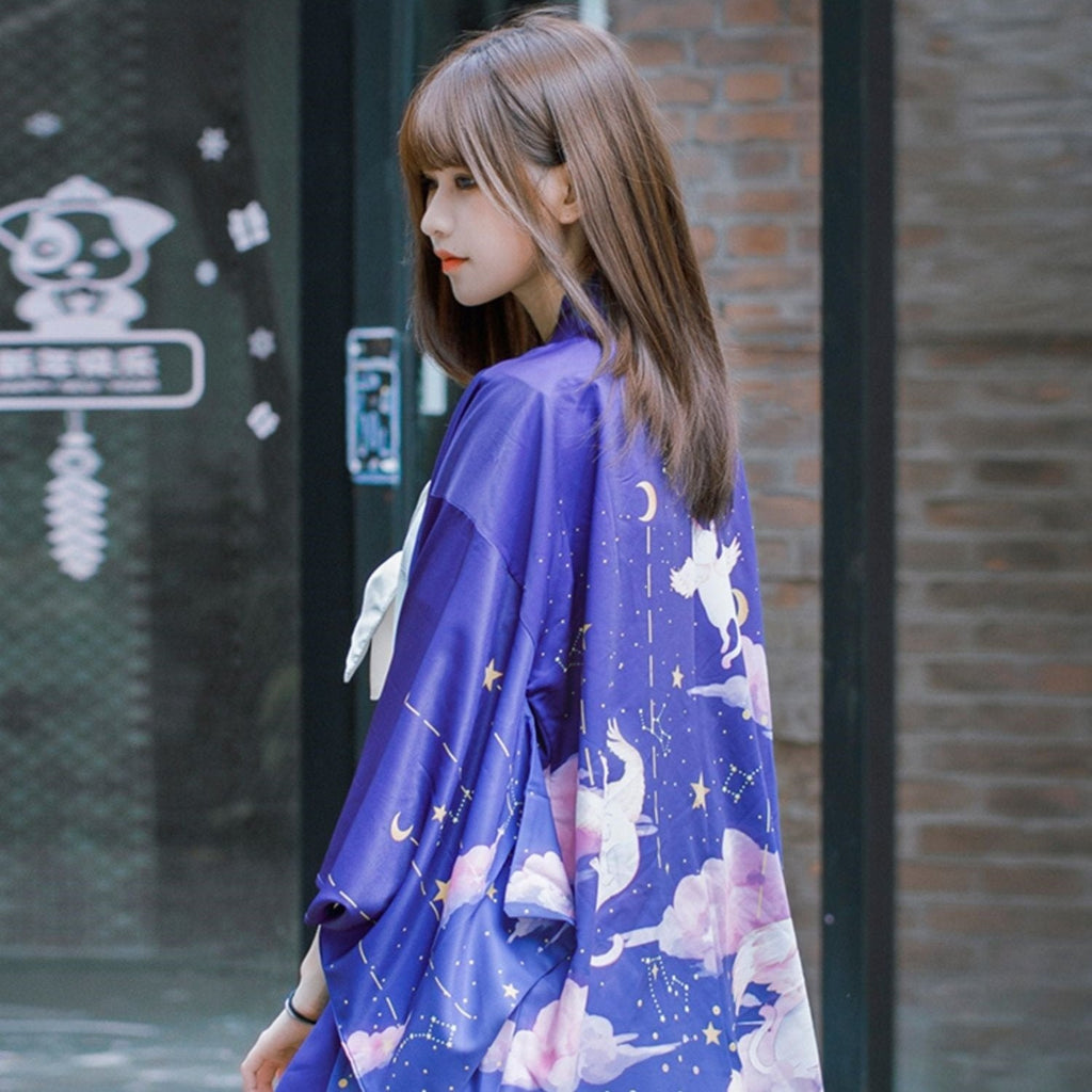 kawaiies-softtoys-plushies-kawaii-plush-Galaxy Purple Blue Pink Clouds Women's Kimono Kimono 