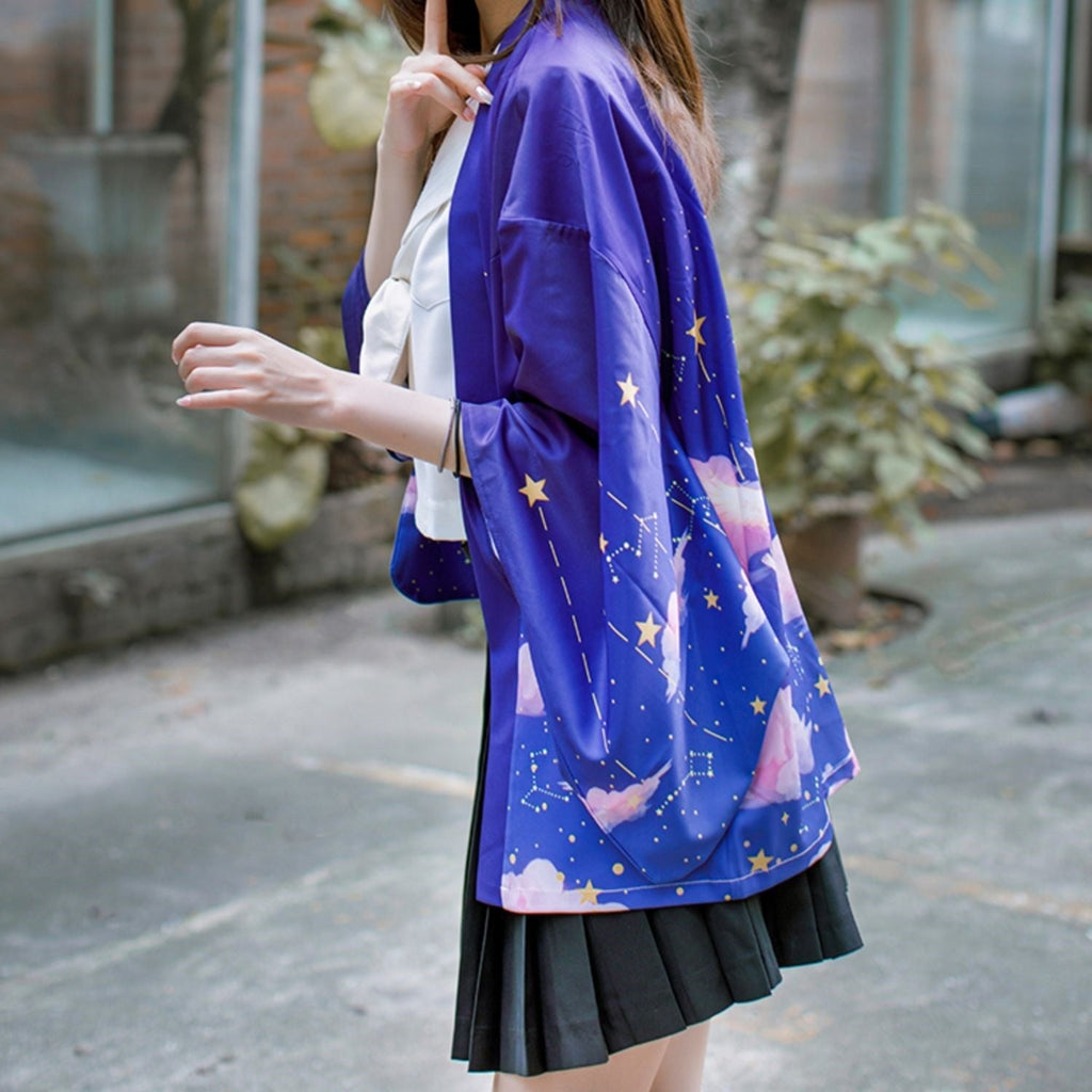 kawaiies-softtoys-plushies-kawaii-plush-Galaxy Purple Blue Pink Clouds Women's Kimono Kimono 