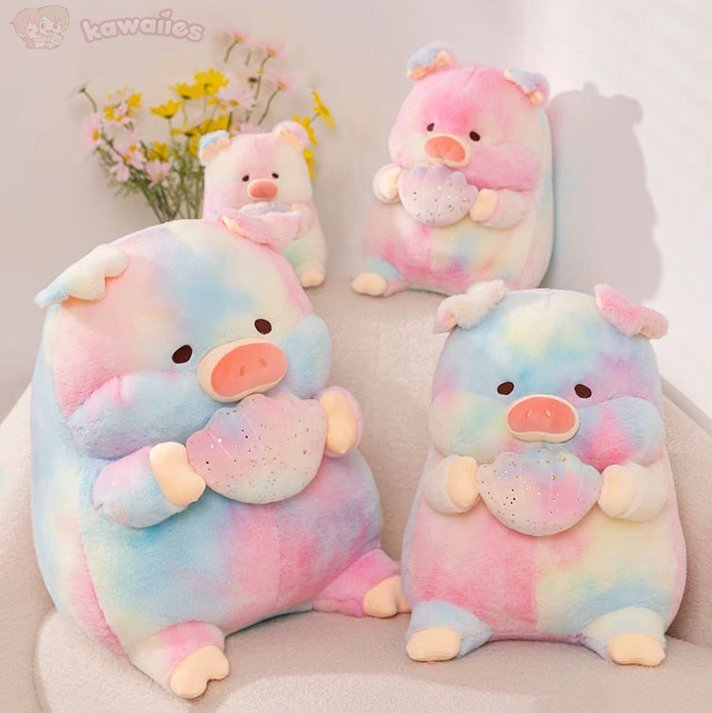 kawaiies-softtoys-plushies-kawaii-plush-Galaxy Rainbow Pig Holding Shell Plushie Soft toy 