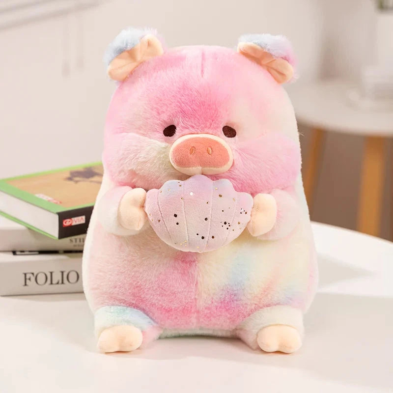 kawaiies-softtoys-plushies-kawaii-plush-Galaxy Rainbow Pig Holding Shell Plushie Soft toy Pink 20cm 