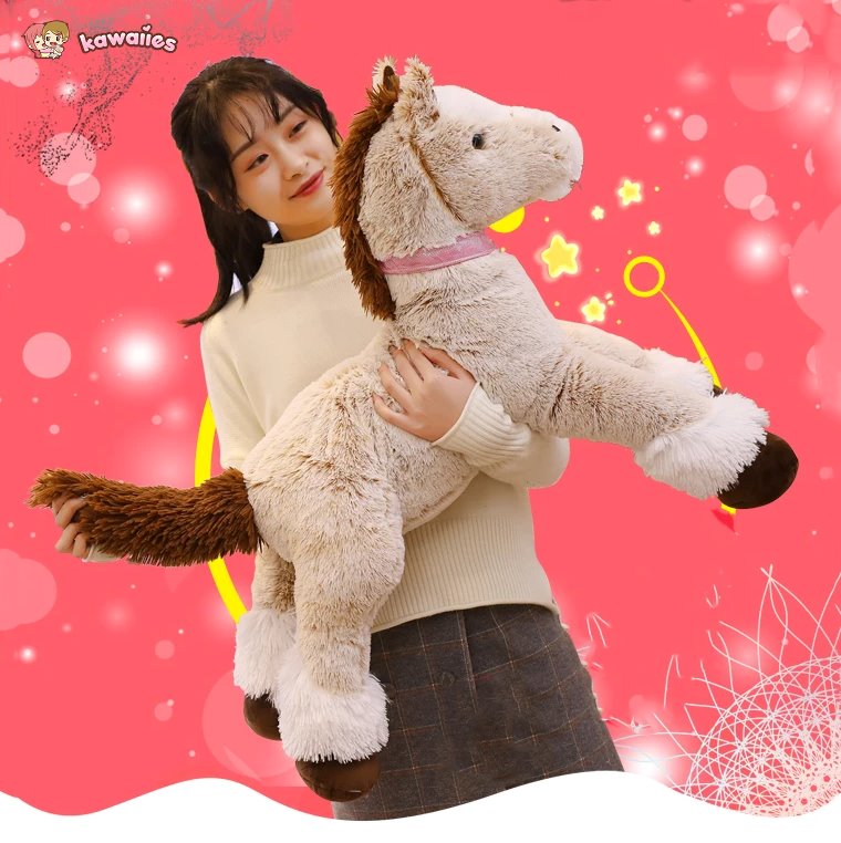 kawaiies-softtoys-plushies-kawaii-plush-Giant Fluffy Brown Gray Horse Plushie Soft toy 