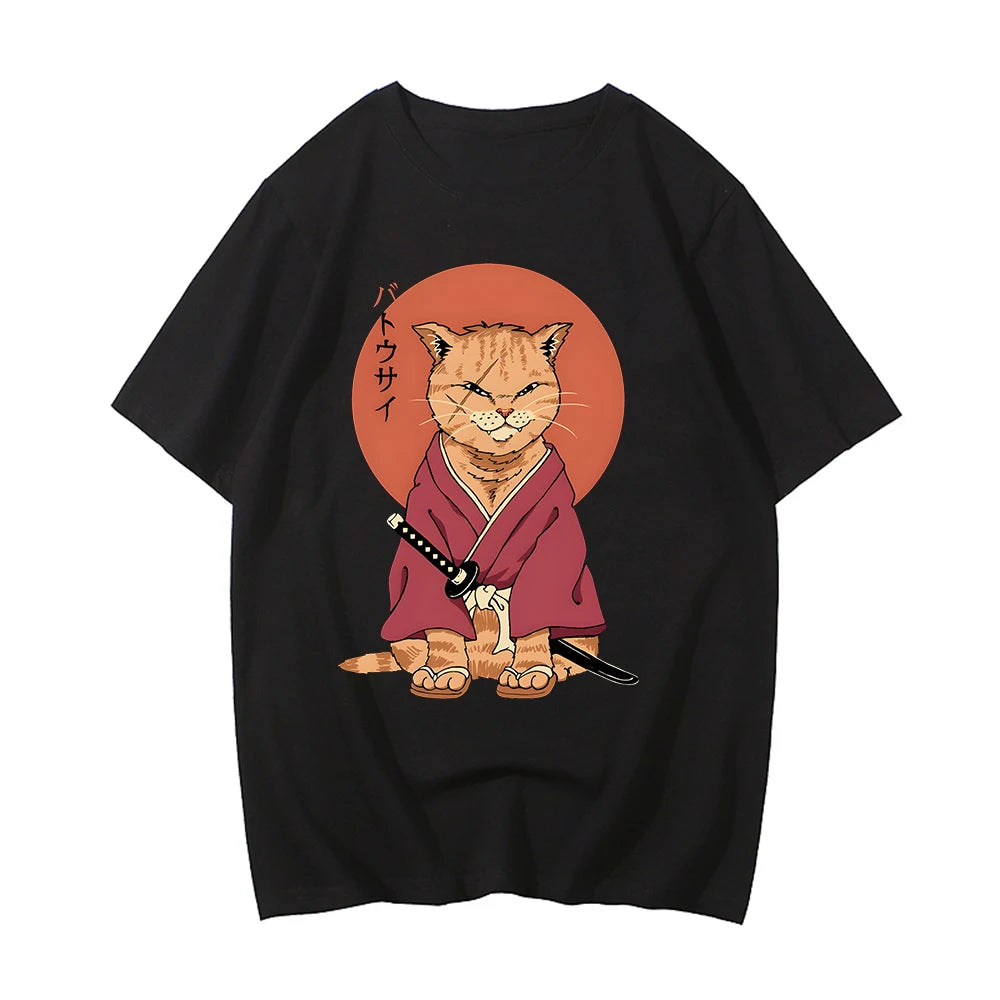 kawaiies-softtoys-plushies-kawaii-plush-Ginger Samurai Cat Sun Unisex Tee Apparel 