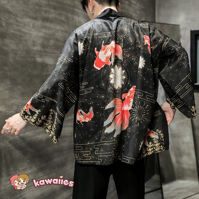 kawaiies-softtoys-plushies-kawaii-plush-Golden Koi and Japanese Crane Men Kimono Kimono 