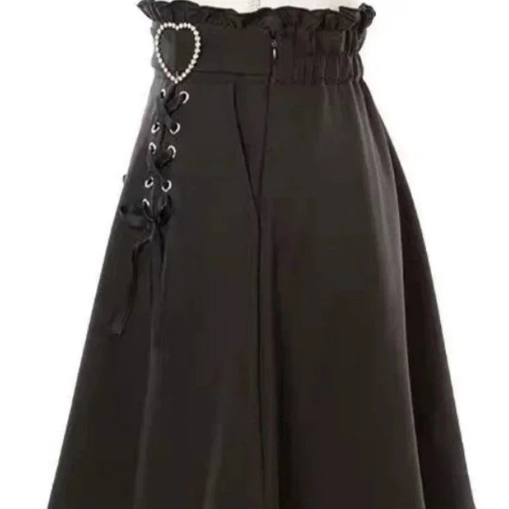 kawaiies-softtoys-plushies-kawaii-plush-Gothic Black Heart Bow High Waist Mini Skirt Apparel 