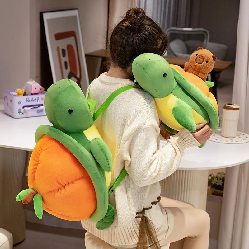 kawaiies-softtoys-plushies-kawaii-plush-Green Orange Turtle Plush Backpack Soft toy 