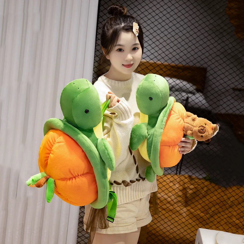 kawaiies-softtoys-plushies-kawaii-plush-Green Orange Turtle Plush Backpack Soft toy 